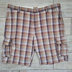 Tommy Bahama Plaid Cargo Shorts Snap Buttons Resort Casual 40